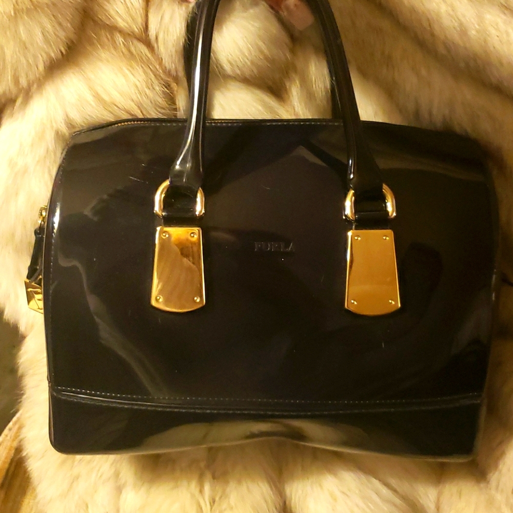 Furla candy navy blue jelly purse